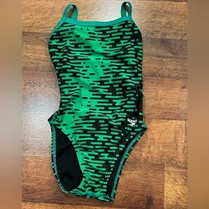 Speedo Pro LT Black and Green Swimsuit size 24 (8) Girls One Piece